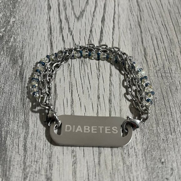 NEW! Diabetes Medical Alert ID Stainless Triple Stranded Bracelet Size 7.5 - Picture 2 of 2
